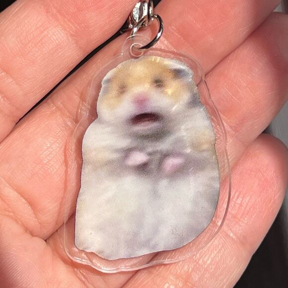 Iconic Blurry Hamster Meme Acrylic Keychain - Picture 2 of 7